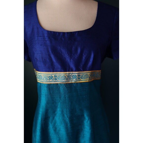 Vintage Spencer Jeremy Dress Silk Royal Blue Short Sheath Retro Empire Waist 6 - Picture 5 of 12